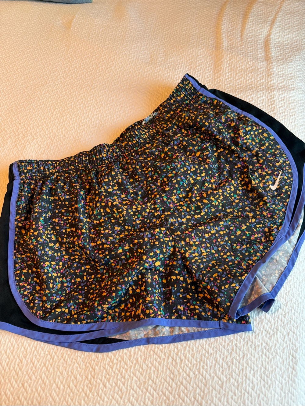 Nike Women’s Tempo Black Floral Running Shorts with Purple Trim  XL